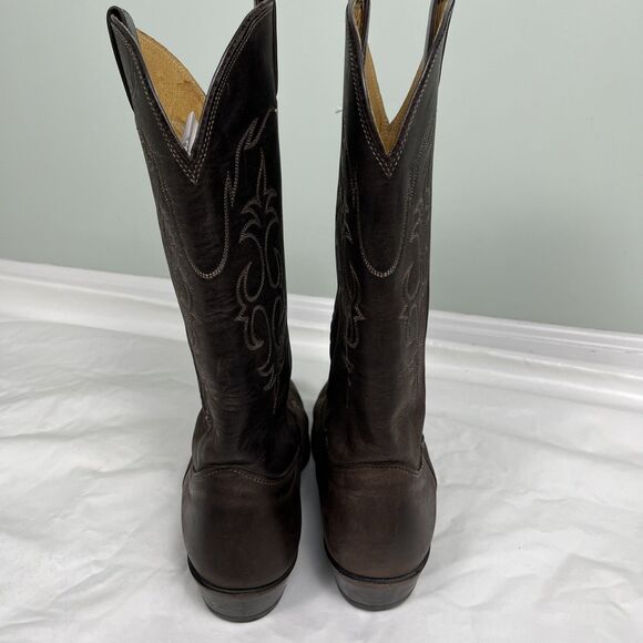 VTG Nocona Cowboy Boots Mens 9.5D Made In USA Brown Leather Western Snip Toe USA main image 11